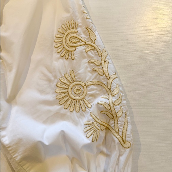 Loft White Dress with Embroidered Sleeves, size 10 - Picture 4 of 4